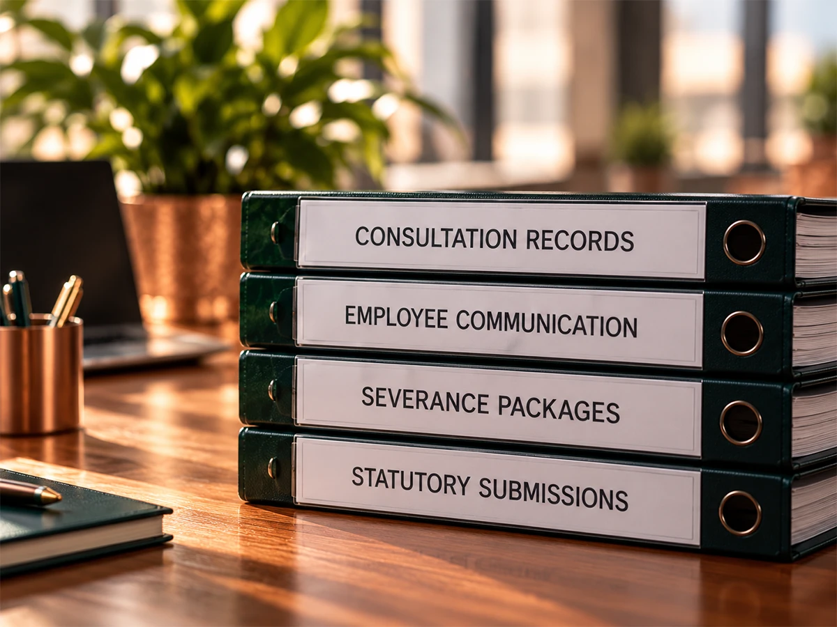 Retrenchment consultation, employee communication and statutory compliance records